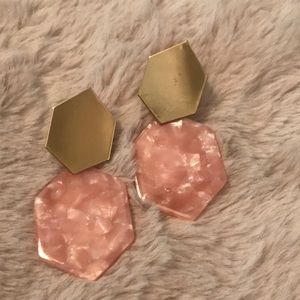 Gold and Pink Geometric Earrings